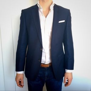 Hugo Boss Blue Checked Blazer